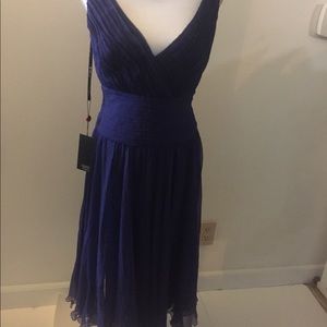 NWT Tadashi Shoji Navy Blue Chiffon Dress Size 8